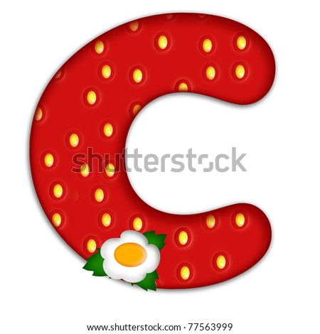 stock photo : strawberry letter c over white