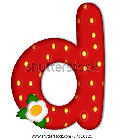 stock photo : strawberry letter D over white