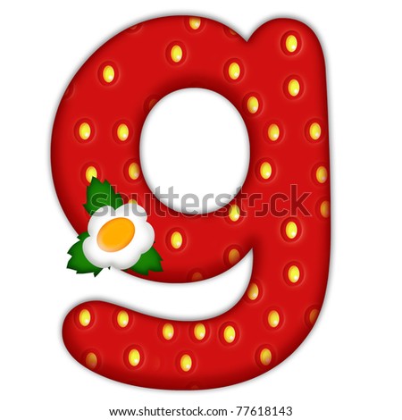 stock photo : strawberry letter G over white
