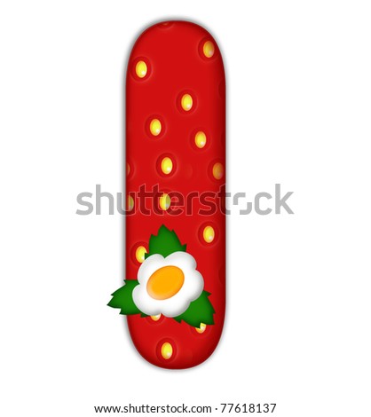 stock photo : strawberry letter I over white