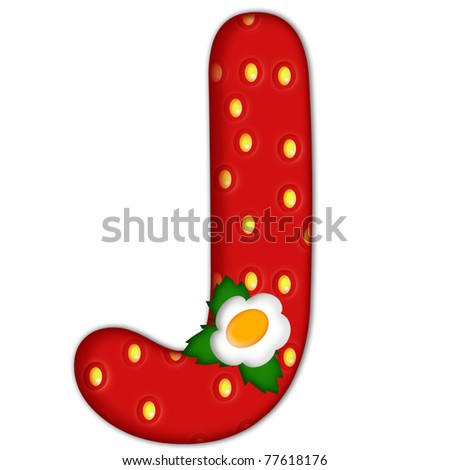 stock photo : strawberry letter J over white