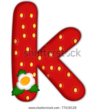 stock photo : strawberry letter K over white
