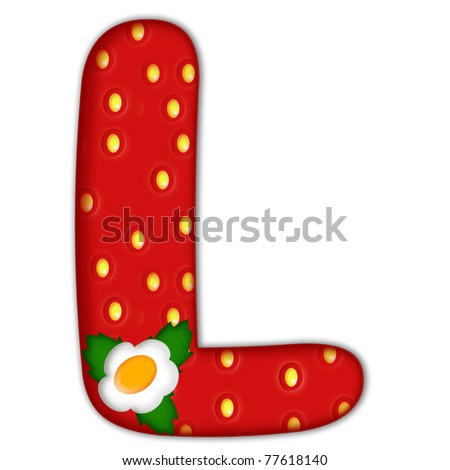 stock photo : strawberry letter L over white