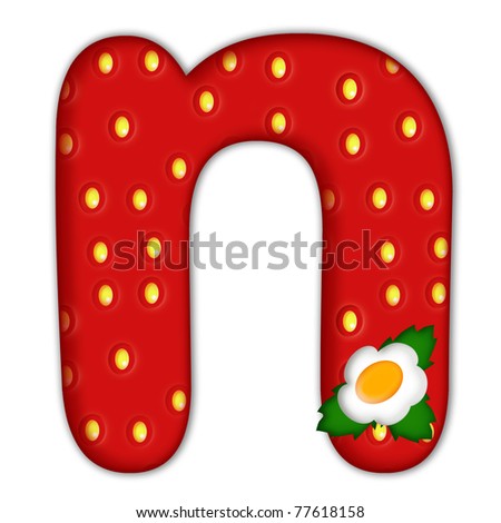 stock photo : strawberry letter N over white