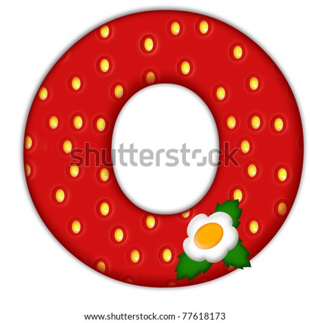 stock photo : strawberry letter O over white