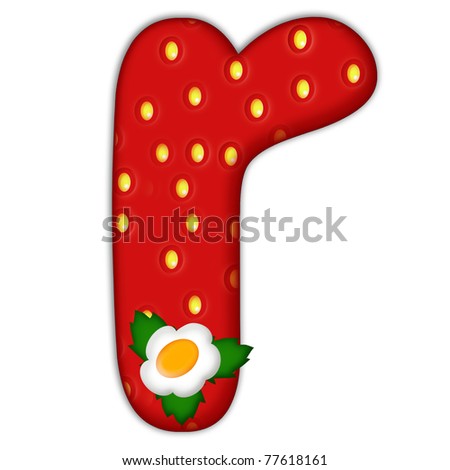 stock photo : strawberry letter R over white