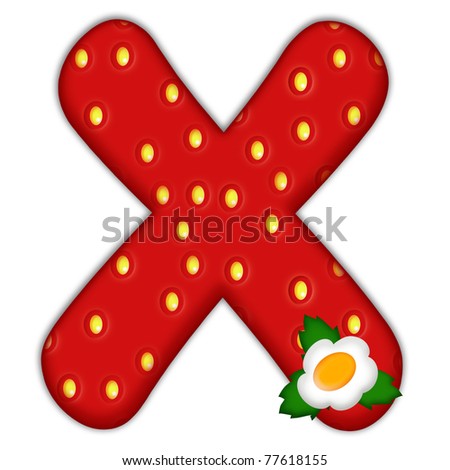 stock photo : strawberry letter X over white