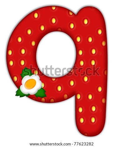 stock photo : strawberry letter Q over white