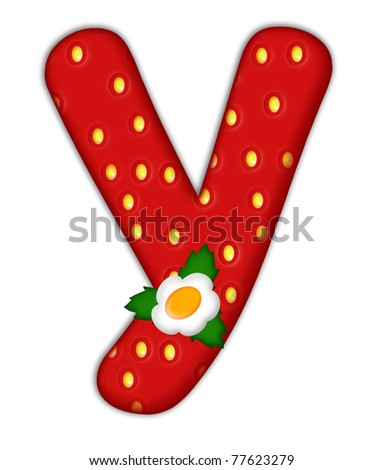 stock photo : strawberry letter Y over white
