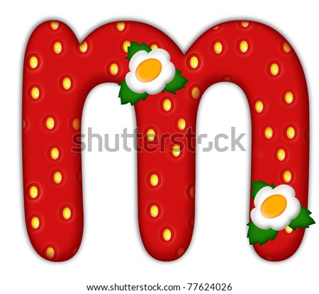 stock photo : strawberry letter M over white