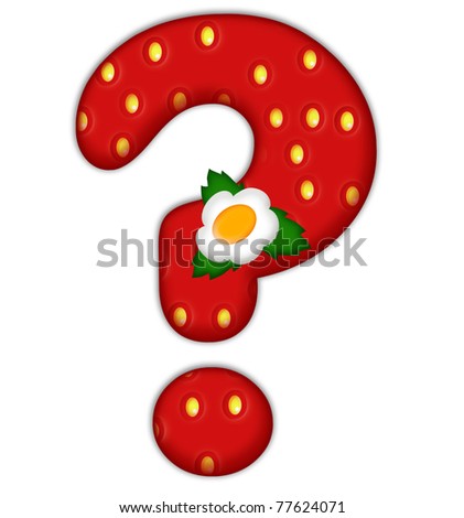 stock photo : strawberry exclamation mark over white
