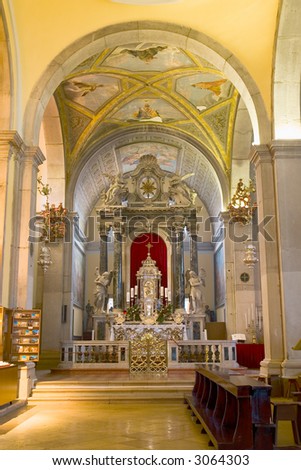 Interior of church in the christmas days