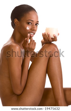 stock photo Beautiful nude young African American woman with Slicked Back
