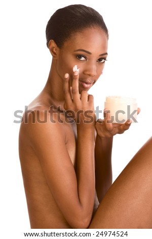 stock photo Beautiful nude young African American woman with Slicked Back