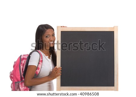 student at chalkboard