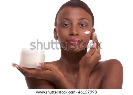 stock photo Skincare Young naked ethnic AfricanAmerican woman with 