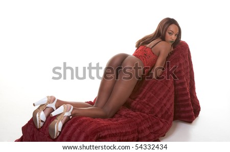 stock photo young semi naked AfricanAmerican female glamour model without 