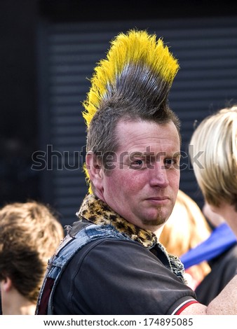 LONDON, UK - OCTOBER 23: An unidentified fan of rock and punk music at Camden Town  in London on October 23, 2011 in London UK