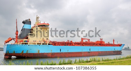 gas tanker  in the harbor of rotterdam