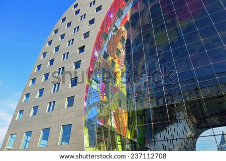 ROTTERDAM, NETHERLANDS- NOVEMBER 22, 2014: view of the new artistic market hall in Rotterdam, Netherlands, november 22, 2014