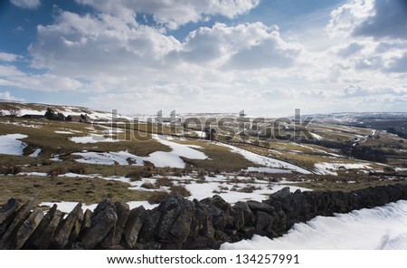 Looking towards Allendale Common in Northumberland, England, during a cold spring time.