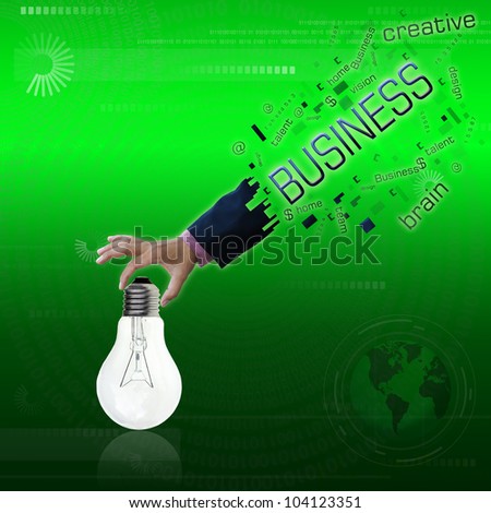 art work of business hand with the business word with modern background.
