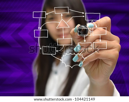 Business artwork of business person on nature background.