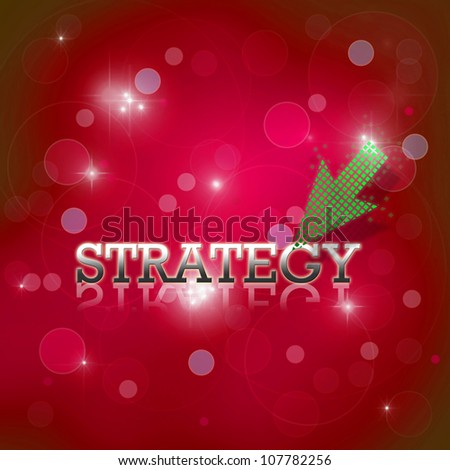 Attractive artwork of business wording with green arrow  on modern red abstract background.