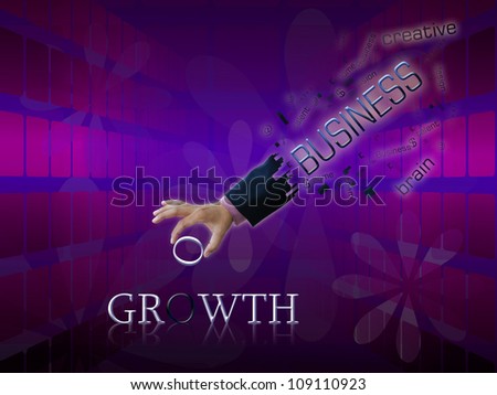 art work of business hand with the business word with abstract background.