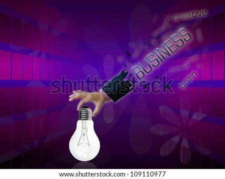 art work of business hand with the business word with abstract background.