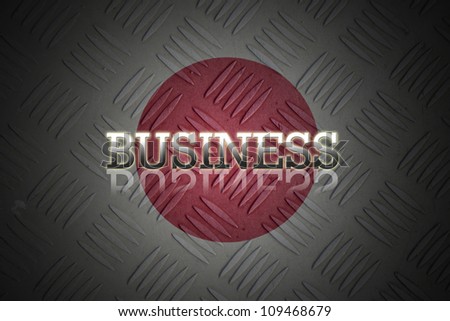 business wording with reflection on old japan flag background.