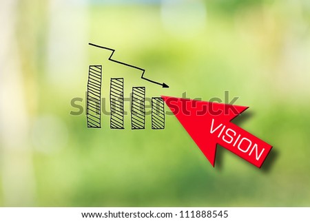 business idea ny red vision arrow selecting business icon on abstract background.