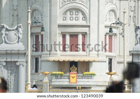 BANGKOK, THAILAND - DECEMBER 5: His majesty the king on the throne \