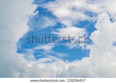 Strange form of cloud on blue sky background.