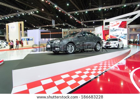 BANGKOK - MARCH 31 : MG6 motor sport car on display at Bangkok International Motor Show 2014 on March 31, 2014 in Bangkok, Thailand.