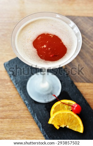 Oriental cocktail, top view , selective focus.