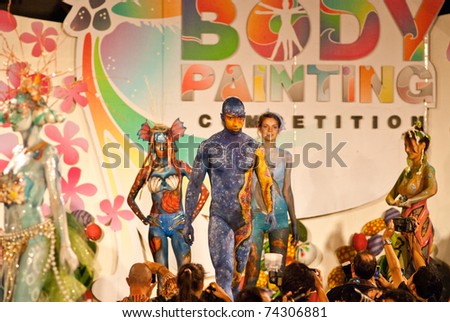 KO SAMUI, THAILAND - MARCH 26: Models at the Samui International Body Painting Festival on March 26, 2011 in Ko Samui island, Thailand. The first body painting festival in asia.
