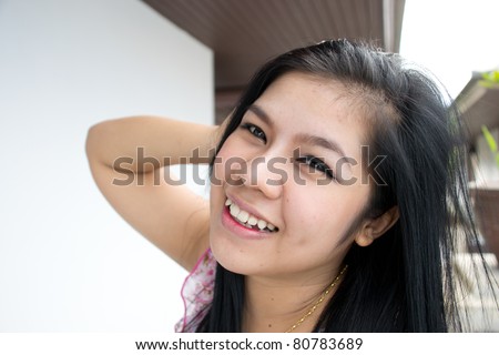 cute asian young woman in private form with an activity.