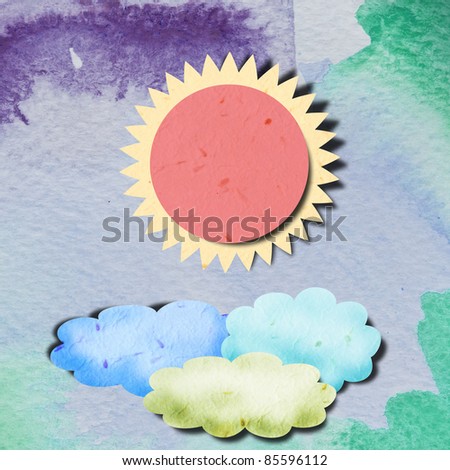 recycled paper art craft for sunny sky.