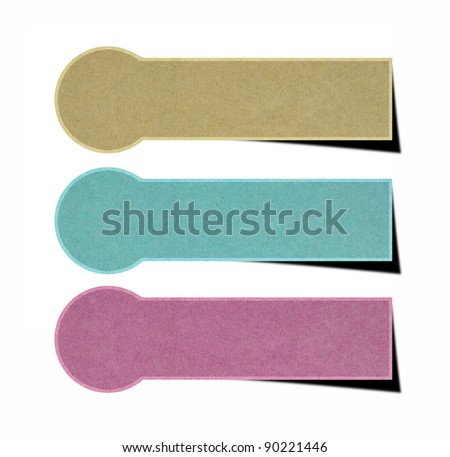 set of tag paper from recycled paper on white background.
