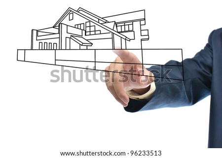 Selection idea by business hand pointing object on white background.