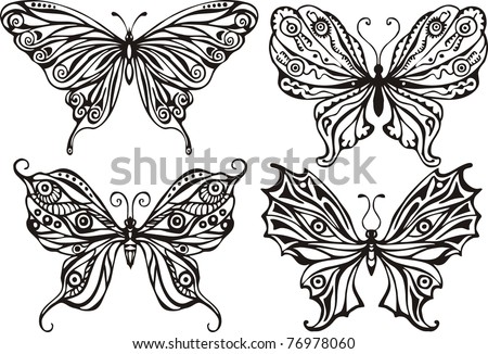 stock vector butterflies vector drawing tattoos stencil