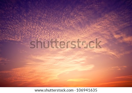 Beautiful sunrise sky with clouds