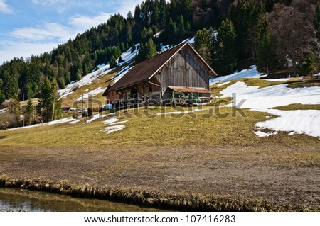Wood cottage on foot of the hill in Engelberg, Switzerland