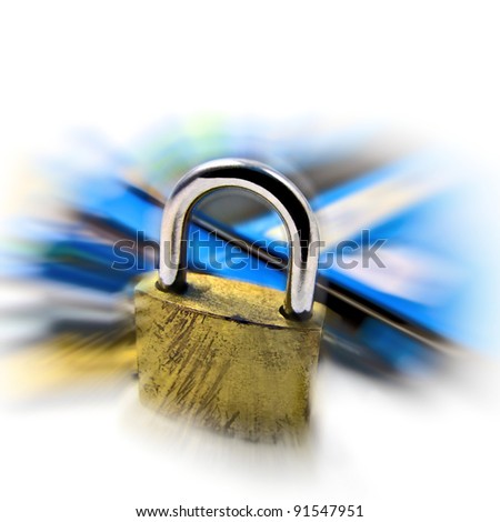 Credit card security safety - pin and password - Grunge and zoom effect