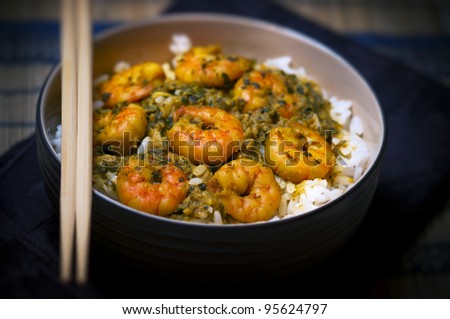 Curry Prawns with rice - Caribbean Tasy food 03