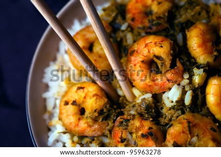 Curry Prawns with rice - Caribbean Tasty food 07