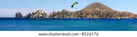 Sky Diving over Mountains and Beach