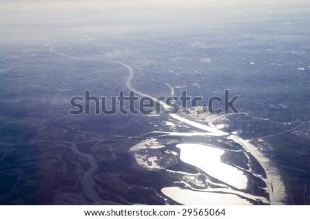 Aerial river and lakes