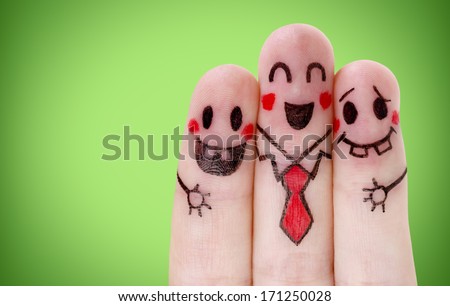 Fingers With Happy Smiley Face On Green